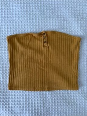 American Eagle Outfitters Mustard Ribbed Strapless Tube Top